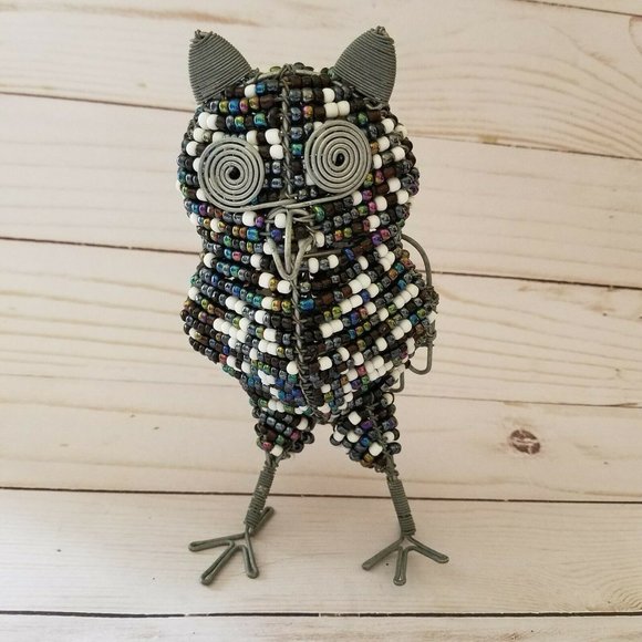 Hand Beaded OWL Figurine - 6 1/2" tall - Picture 1 of 6